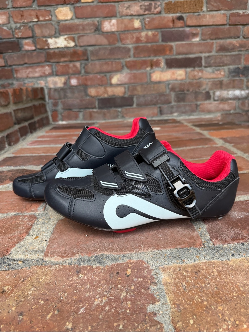 Peloton Black and Red Men's Cycling Shoes with White Accent